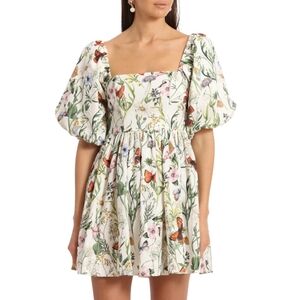Avec Les Filles Floral Butterfly Babydoll Mini Dress XSmall Anthropologie